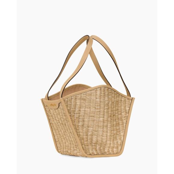 Cult Gaia Small Sadie Raffia Tote Bag with Leather Trim Retail $448 NWT - Picture 3 of 8